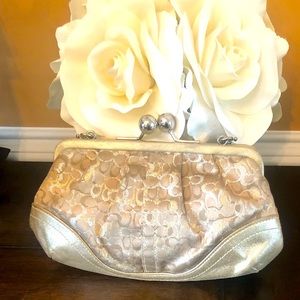 Coach iridescent evening bag with handle
